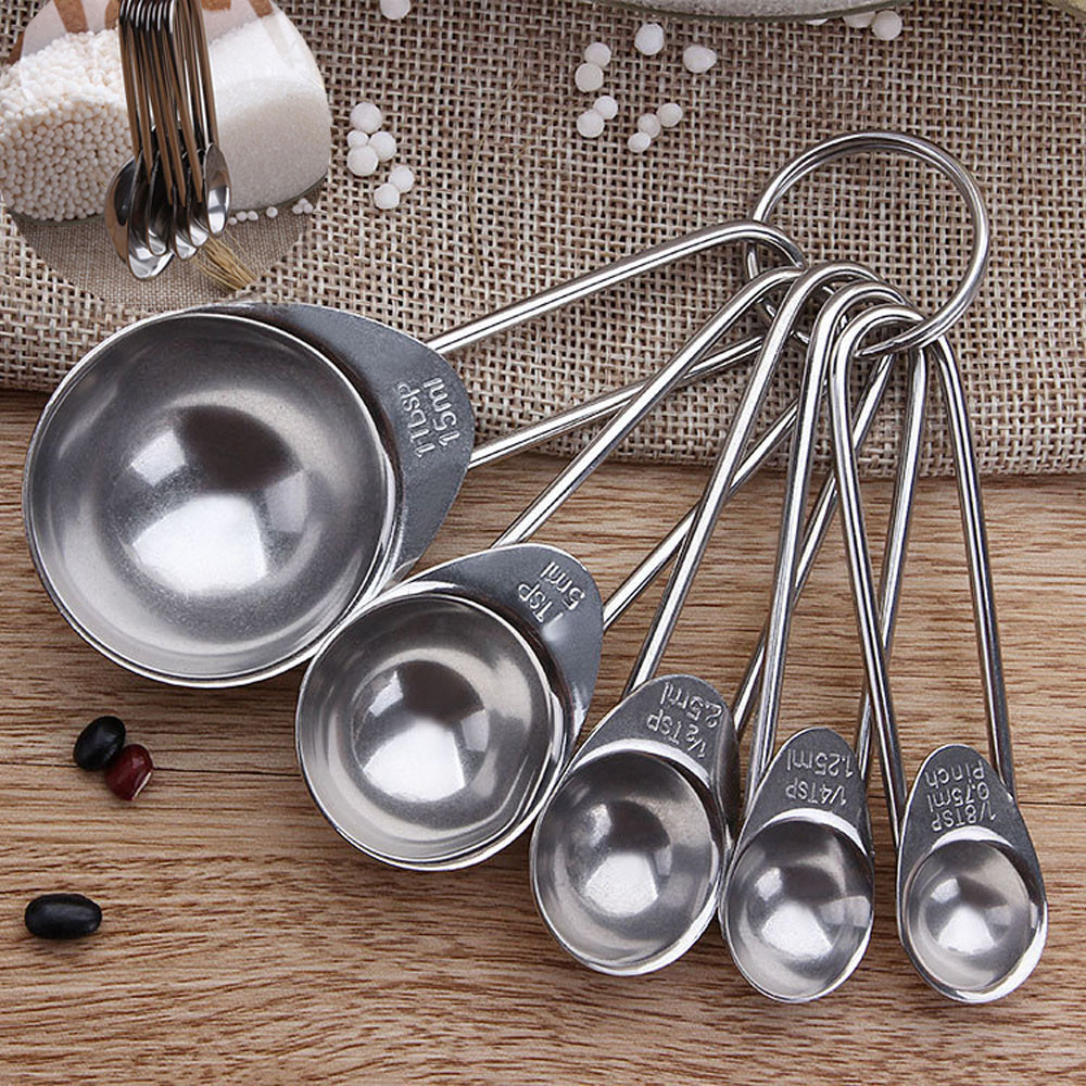 5pcs measuring spoons Stainless Steel Measuring Baking Spoons Cooking Cups Teaspoons Utensil home kitchen measuring spoons#25