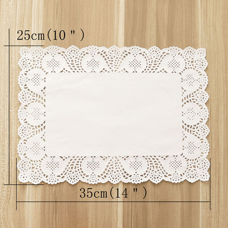 Paper Lace Doilies Rectangle 30x40cm 25x35cm White Decorative Tableware Placemats Cake Packaging Paper Pads Mats 100pcs