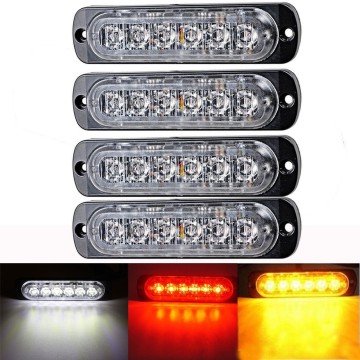 4pcs 12V 6 Led lights Amber/red/white/blue Car Trailer Truck Motorcycle side marker light Turn Light Bar Indicators lamp