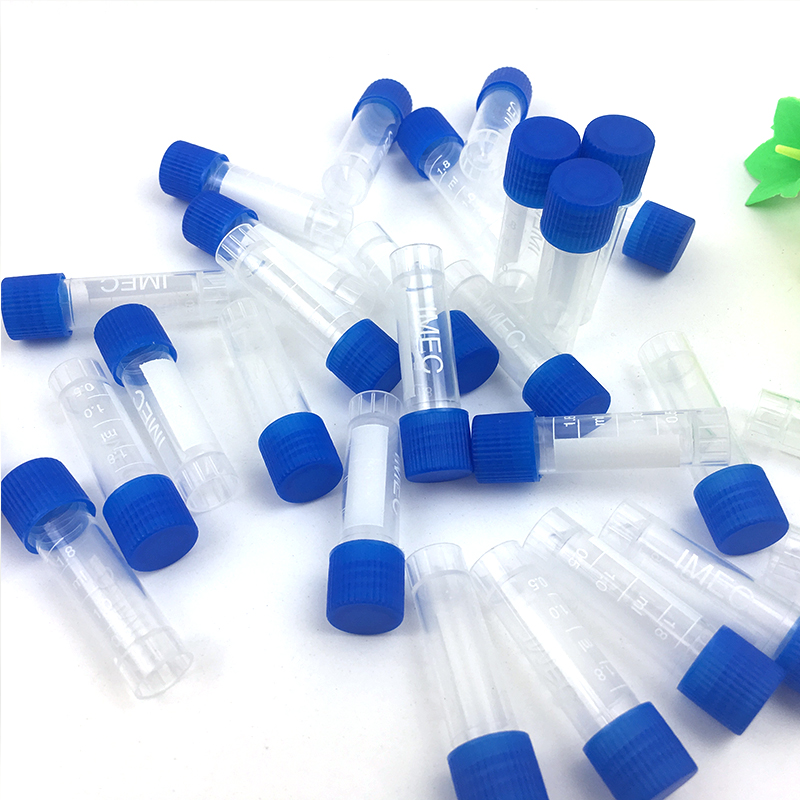 1.8ml Plastic Centrifuge Test Tube Vial Container Self Standing With Blue Screw Cap 100PCS