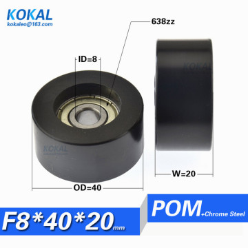 [F0840-20]1PCS inner diameter 8mm high quality PA66 Nylon sliding door window roller wheel equipment bearing pulley 0840 8*40*20