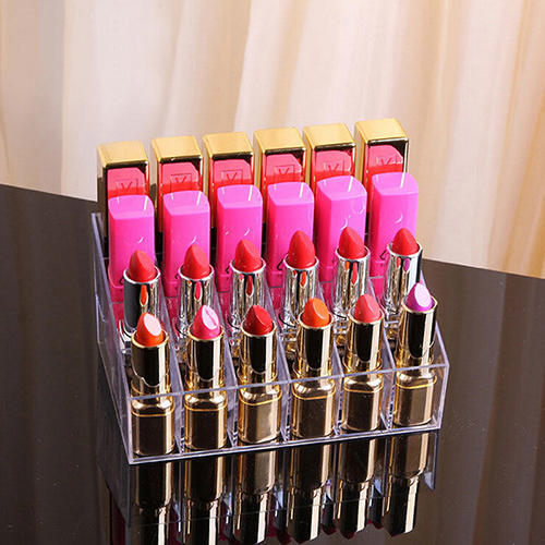 Lipstick Storage Box 24 Grid New Acrylic Transparent Makeup Organizer Cosmetic Display Stand Lipstick Holder