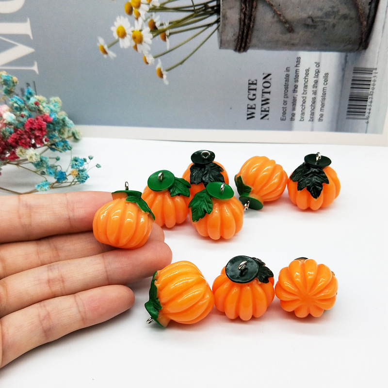 10Pcs/lot Simulation Pumpkin Miniature Figure Resin Cabochon Halloween Decoration DIY Jewelry Earrings Accessories Scrapbooking