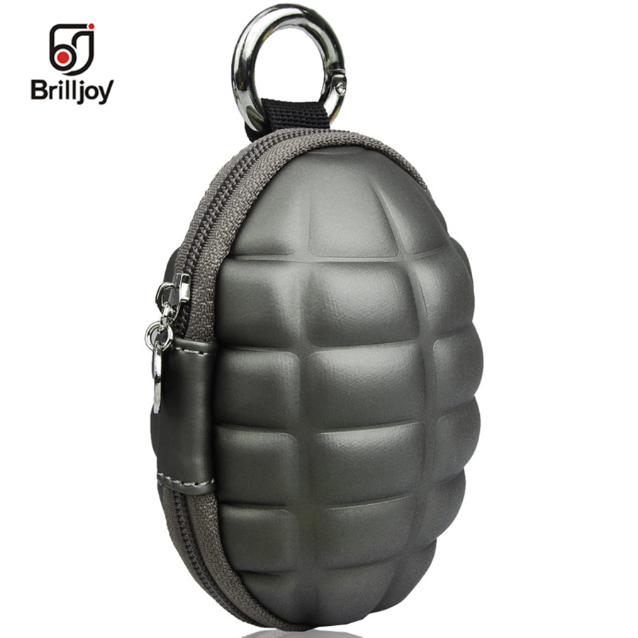 Brilljoy 2018 New Fashion Men Small Coin Bag Grenade shape Coin Purse Wallets Women PU Leather Bomb Key Holder Wallet BY12-42