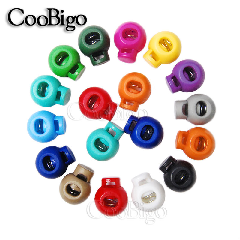 50pcs Colorful Ball Round Spring Stop Cord Lock Toggle Stopper Clip For Sportswear Shoes Rope DIY Cord Lanyard Accessories