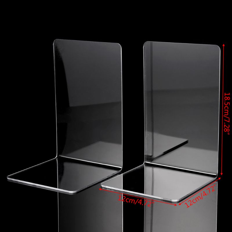 2Pcs Clear Acrylic Bookends L-shaped Desk Organizer Desktop Book Holder School Stationery Office Accessories Dropshipping