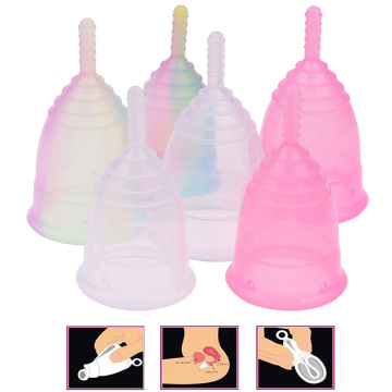 Medical Grade Silicone Menstrual Cup Feminine Hygiene Rainbow Menstrual Supplies For Lady Health Care Tools