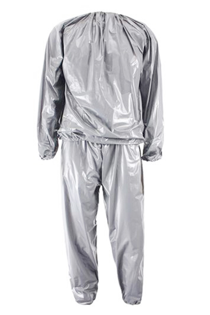 Heavy Duty Fitness Weight Loss Sweat Sauna Suit Exercise Gym Anti-Rip Silver