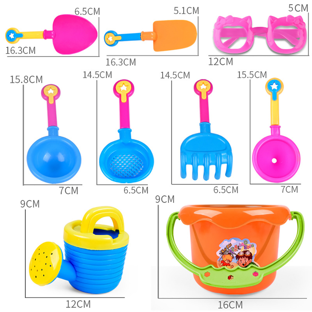 9Pcs Toddler Kids Children Outdoor Garden Sand Beach Bucket Shovel Rake Water Bath Toys Set