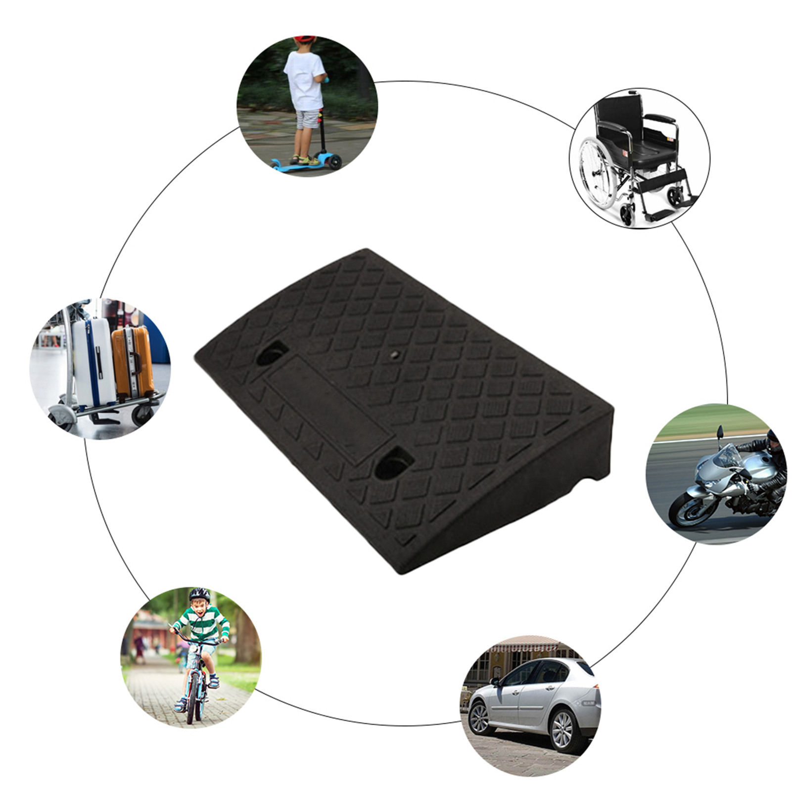 Cars Motorcycle Light Portable Curb Ramp Hard Plastic Threshold Ramps Durable Step Pad Parking Lots Ramp Mat For Cars Wheelchair
