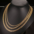 3MM 5MM 7MMCuban Link Chain Stainless Steel Necklace Gold Filled Tone Punk Hip Hop Men 's Jewelry USENSET