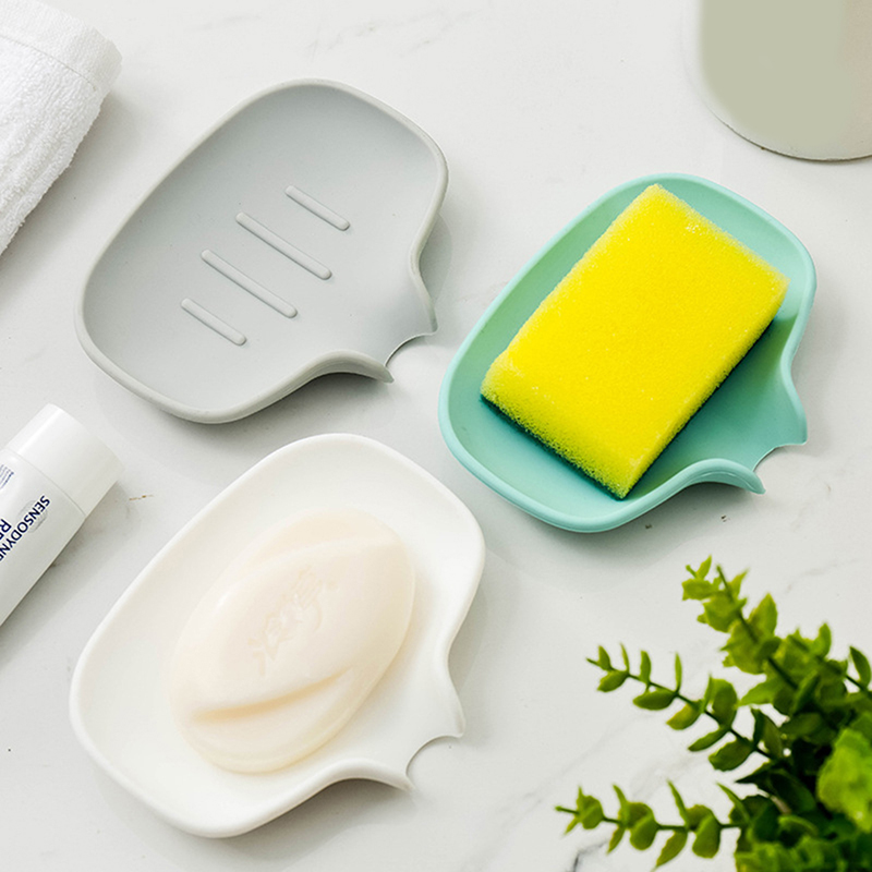 Creative Bathroom Silicone Soap Dish Portable Anti-slip Soap Sponge Drip Tray Shower Soap Holder Bathroom Accessories