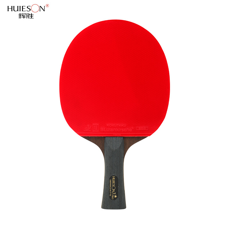 Huieson Table Tennis Racket Set 7 Star Professional Game Ping Pong Paddle Ebony Wood Long Handle Short Handle with Case 2 Ball