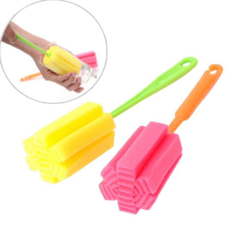2 PCS kichen Cleaning Tool Bottle Coffe Tea Glass Cup Mug Sponge Cleaning Washing Brush (Random Color)