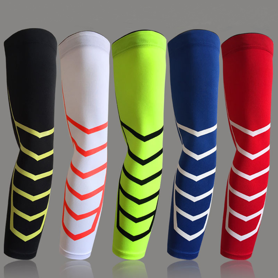 1Pcs Elastic Breathable Sports Safety Elbow Arm Warmers Pad Cycling Basketball Long Arm Sleeve Elbow Support Protector 5 Colors
