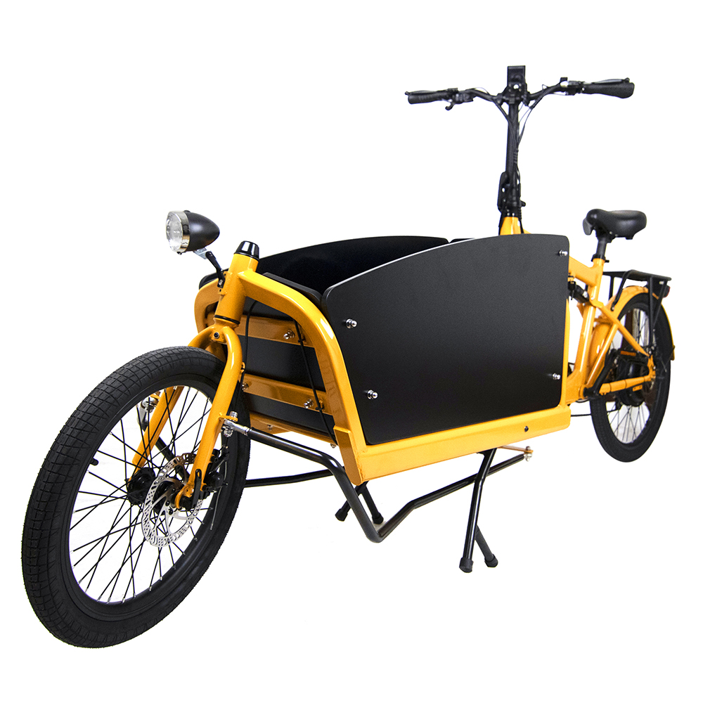 Yellow high quality 750w electric cargo bike loading