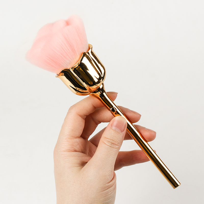 1 Pc Nail Art Brush Soft Clean Dust Powder Pink Rose Flower Shape Blush Foundation Powder Make Up Brushes Women Cosmetics Tool
