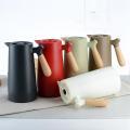1L Home Thermal Flask European Coffee Maker Glass Liner Hot Water Pot Solid Wood Handle Insulation Kettle