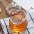 Glass Honey Jar High Borosilicate Glass Kitchen Jar Honey Pot With Dipper And Lid Storage Jar Container For Honey Syrup 300ML