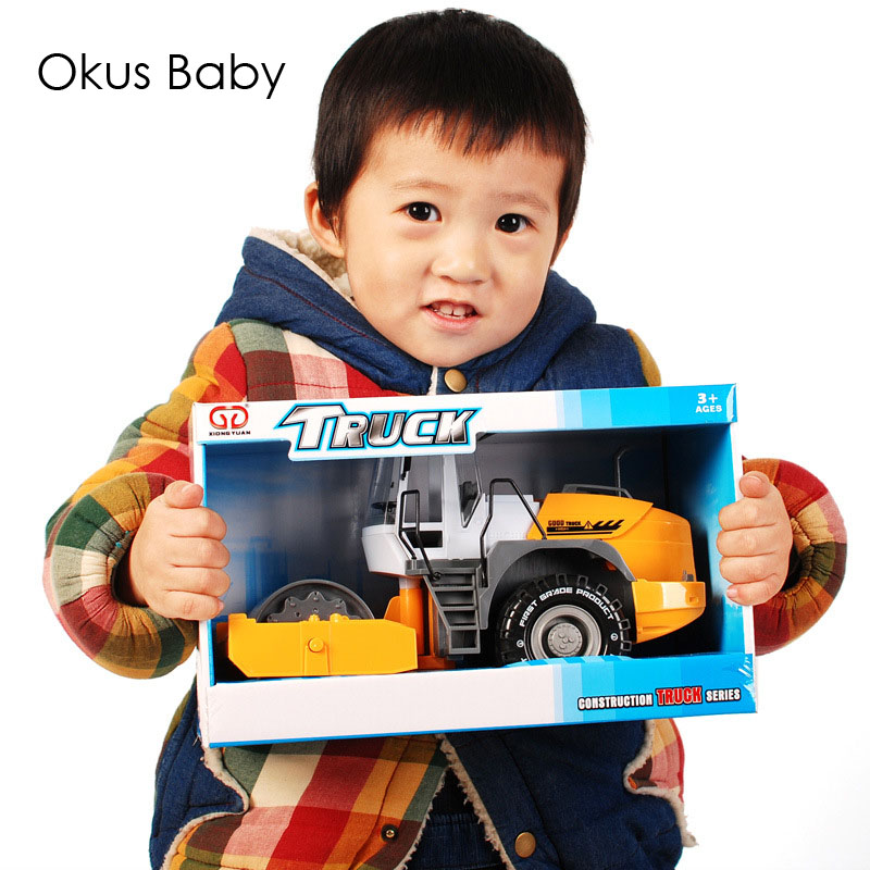 Emulational Road Roller Truck Children Pull Back Toys Car Land Leveller Machinery Truck For Kids Christmas Gift