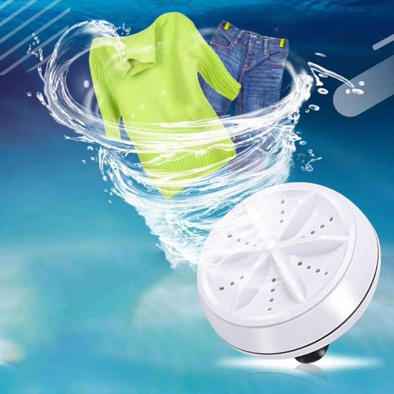 Mini Portable Ultrasonic Turbo Washer Personal Laundry Rotating Washing Machine USB Charging for Travel Home Business
