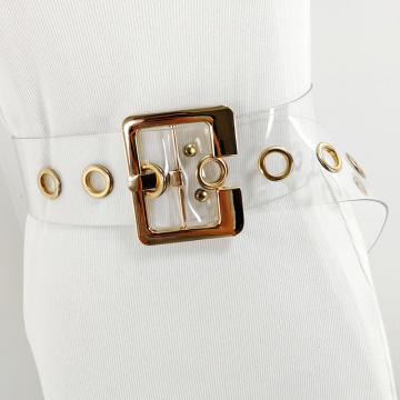 Transparent belt ladies waist clear belts for women gold buckle wide corset belt pvc cummerbunds 2020 white riem cinturon mujer