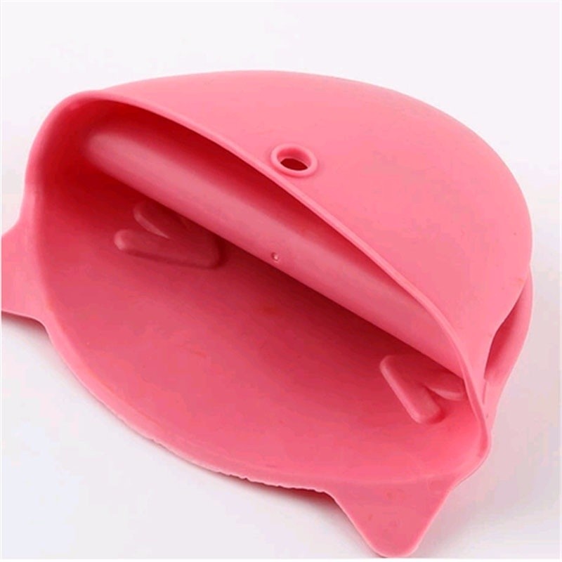 1pc Heat Slip-resistant Gloves Cute Lovely Pink Pig Shape Silicone Oven Mitts Kitchen Cake Baking Anti-hot Clip Tools