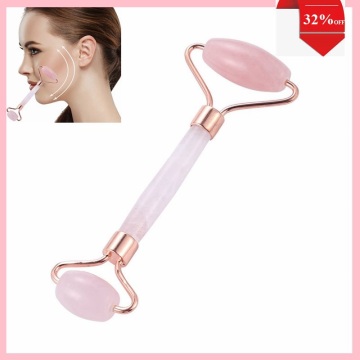 1PC Rose Quartz Face Massage Roller Double Head Slimming Face Massager Lifting Tool Face Anti Wrinkle Removal Massage Roller