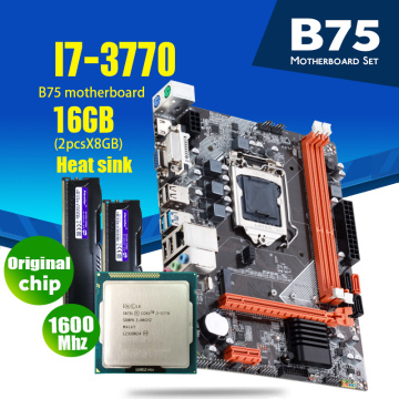 Atermiter B75 Motherboard Set With Intel Core I7 3770 2 x 8GB = 16GB 1600MHz DDR3 Desktop Memory Heat Sink USB3.0 SATA3