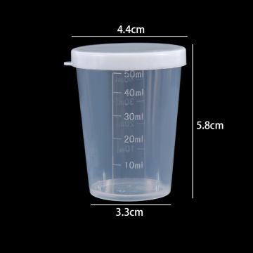 10Pcs 50ml Medicine Measuring Measure Cups With White Lids Cap Clear Container Liquid Measure Beaker Container