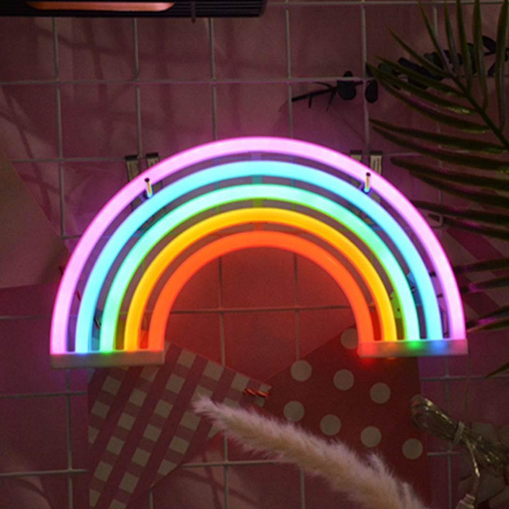 Creative Rainbow Neon Sign LED Rainbow Light Lamp For Dorm Decor Rainbow Decor Neon Lamp Wall Decor Lights Christmas Bulb Tube