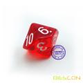 Bescon Polyhedral 10 Sides Dice with Number 1-10, Red Transparent 10 Sided Dice, 10 Sides Cube 1-10