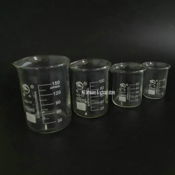 4pcs/set 25ml/50ml/100ml/150ml High Boron Material Graduated Glass Beaker, School Lab Apparatus Supplies