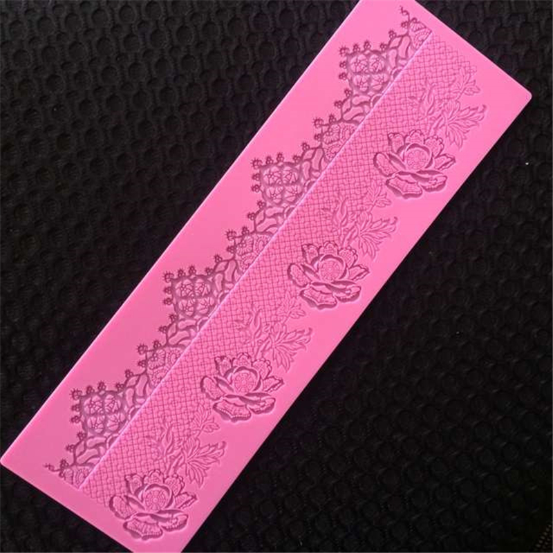 Aomily Lace Rose Wedding Cake Silicone Beautiful Flower Lace Fondant Mold Mousse Sugarcraft Icing Mat Pad Pastry Baking Tools