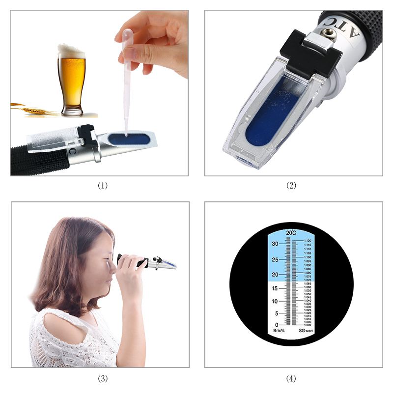 Beer Wort and Wine Refractometer, Dual Scale - Specific Gravity 1.000-1.120 and Brix 0-32%, Replaces Homebrew Hydrometer (Alumin