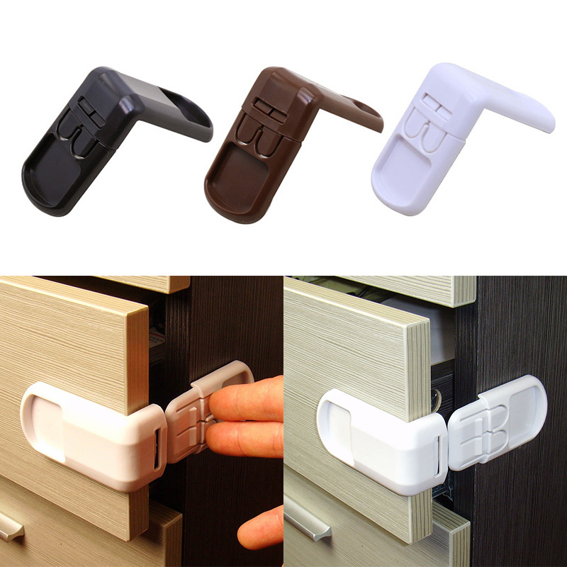 Baby Safety Cabinet Locks Straps Kids 90° Right Angle Safety Latch Cabinet Door Fridge Drawer Cupboard ABS Wardrobe Protector