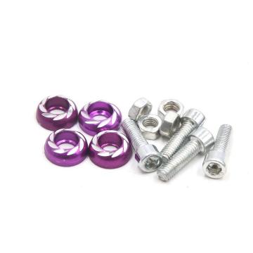 Uxcell a17071700ux1649 4Pcs M6 x 20mm Carved Style Motorcycle License Plate Frame Bolts Screws Purple, 4 Pack