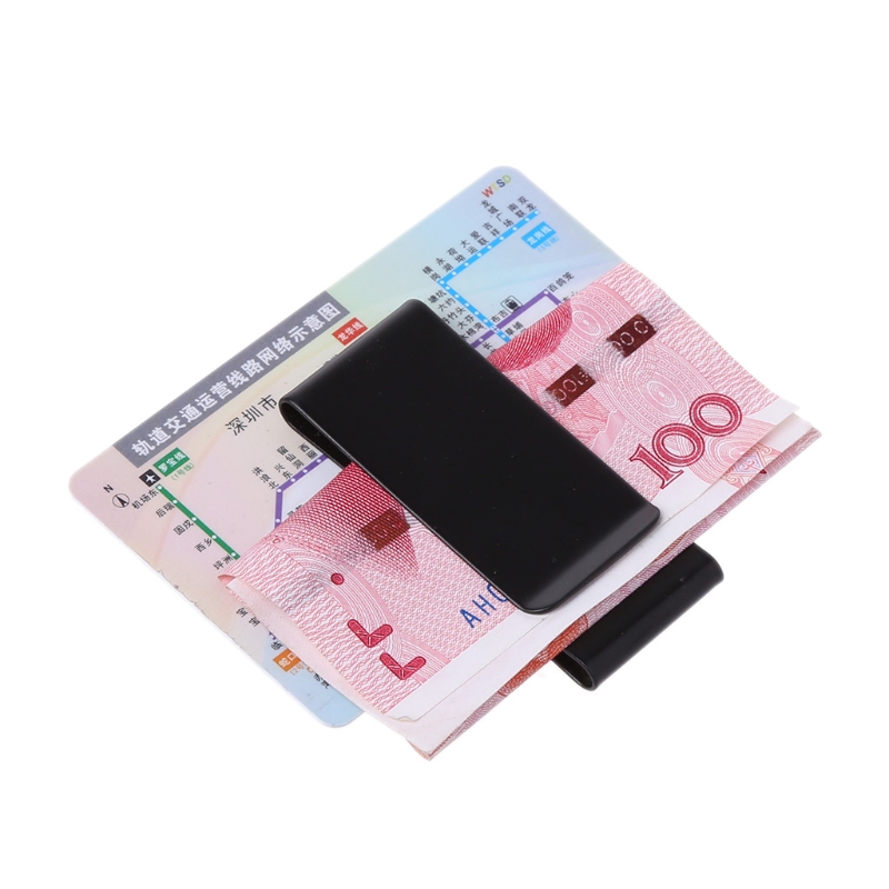 THINKTHENDO New Stainless Steel Slim Double-sided Money Clip Purse Wallet Credit Card ID Holder Men Women Clips 6x2.6x1.2cm
