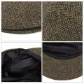 VOBOOM Wool Tweed Herringbone Flat Cap Newsboy Caps Men Women Beret Classic Cabbie Driver Hat Golf Hunting Ivy Hats 200