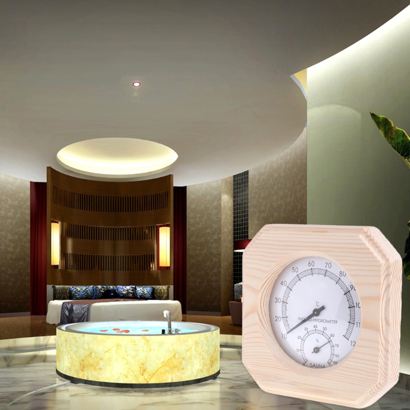 Sauna Room Wood Thermometer Hygrometer Hygrothermograph Temperature Instrument Dropship