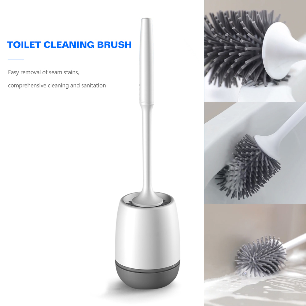 Silicone Toilet Brush and Holder Self-evaporating Hollow Drain Household Quick Drain Cleaning Brush Tools WC Bathroom Accessorie