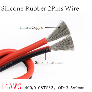 1M 14AWG 2Pins Ultra Soft Silicone Rubber Copper Electric Wire Black Red LED Lighting Lamp DIY Connector Cable Extension Line