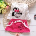 Baby Dress 2018 New Children Splicing Baby Dresses Long Sleeve Minnie Print Pattern Baby 100% Bure Cotton Dress