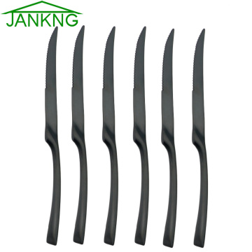 JANKNG 6Pcs/10Pcs Luxury Matte Black Steak Knife Dinnerware Set Stainless Steel Flatware Knife Set Tableware Cutlery Knives Set