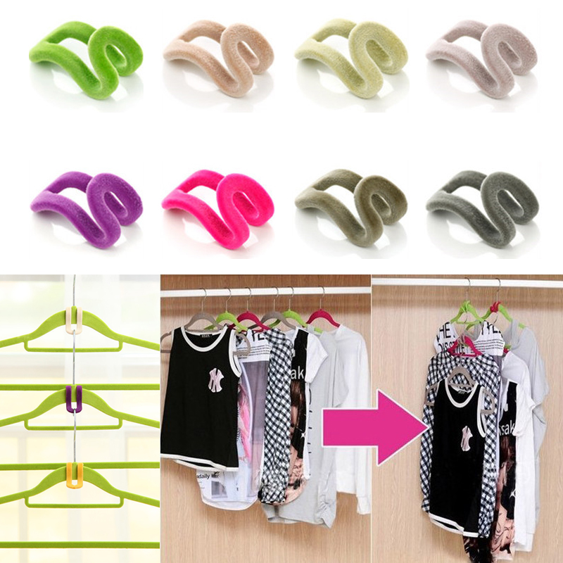 5PCS Flocking Clothes Hanger Hook Closet Organizer hooks for clothes hangers Flocking Clothes Hanger Easy Hook Closet Organizer