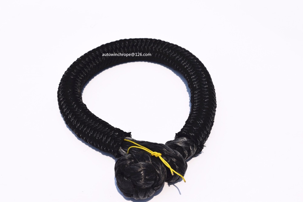 Black 9mm*120mm Soft Shackle,Winch Shackle,Synthetic Rope Shackle for Offroad Auto Parts,ATV Winch Cable