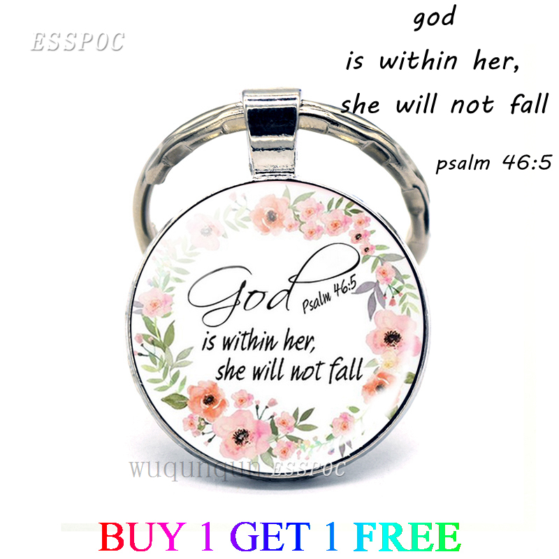 The Lord Is Near All Who Call Ont To Him Bible Verse Psalm Quote Key Chain Glass Jewelry Christian Pendant Keyring Keychain Gift