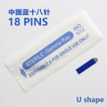 100pcs 18-pin U Blue Shape Permanent Makeup Eyebrow Manual Tattoo Needles Single Package Blade 3D Embroidery Free Shipping