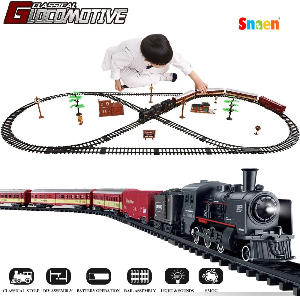 Electric Train Toy Car Railway and Tracks Steam Locomotive Engine Diecast Model Educational Game Boys Toys for Children Kid Gift