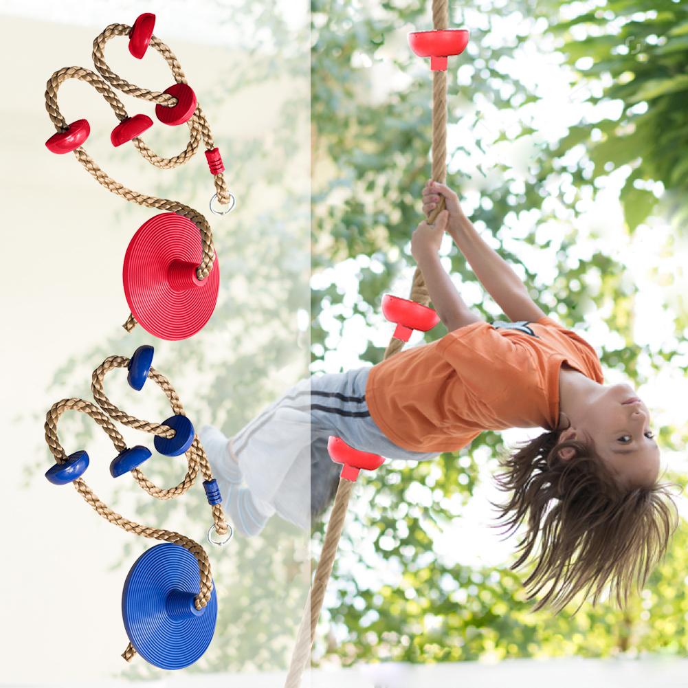 Jungle Gym Climbing Rope with Platforms and Disc Swing Seat Fitness Swing Set Accessories Kids Swing Seat Toy
